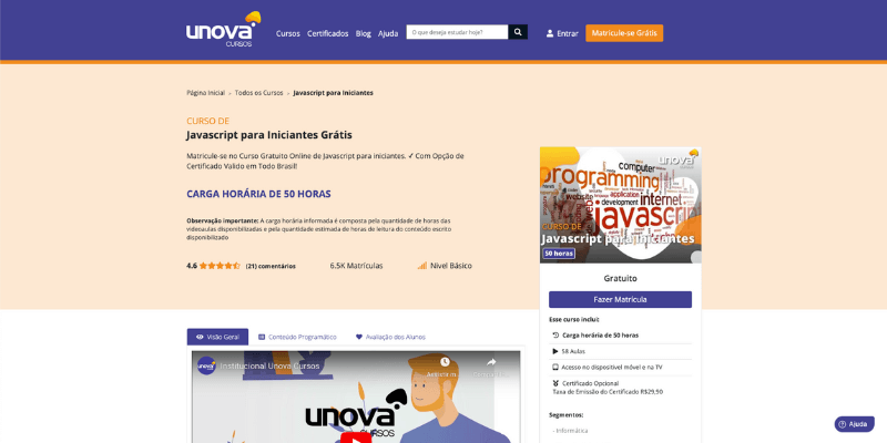 Certificado Unova