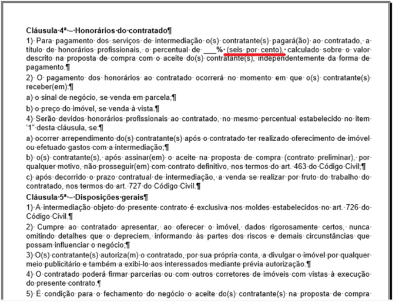 Figura 3 Modelo de contrato com referência a honorários do contratado conforme apresentado no sítio eletrônico da entidade