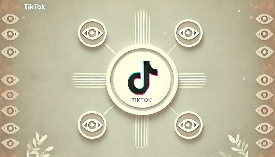 comprar visualizacoes tiktok logo tiktok ao centro icones visualizacoes ao redor