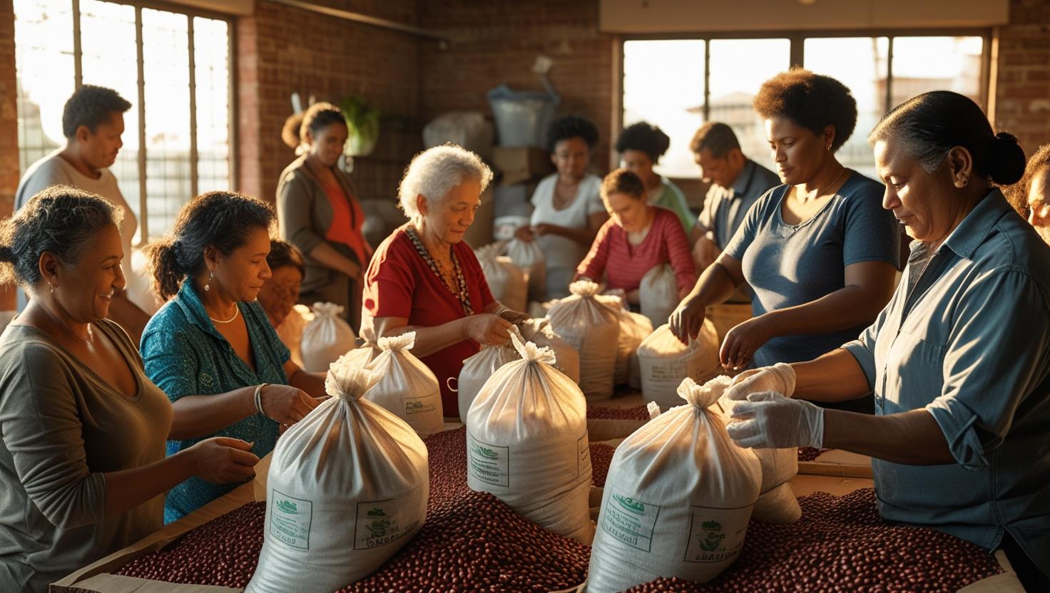 Doação de feijão contra fome em São Paulo