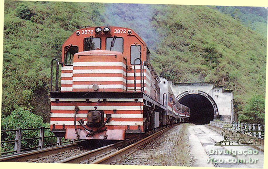 Trem turistico Sao Paulo Santos Folheto 2 tunel locomotiva